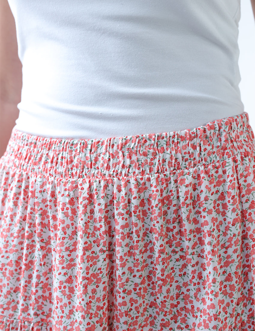 Floral Print Midi Skirt