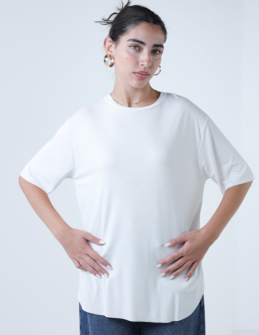 Basic Crew Neck T-shirt With Side Slits