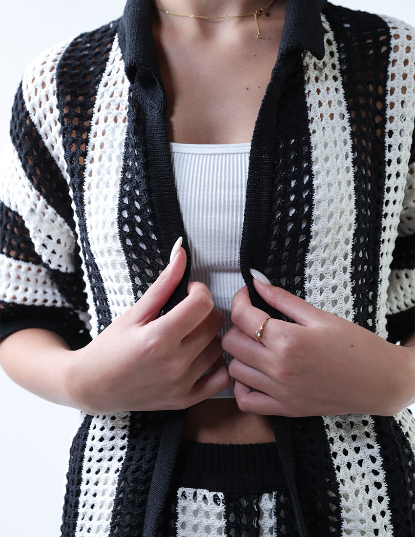 Tricot Stripped Mesh Set