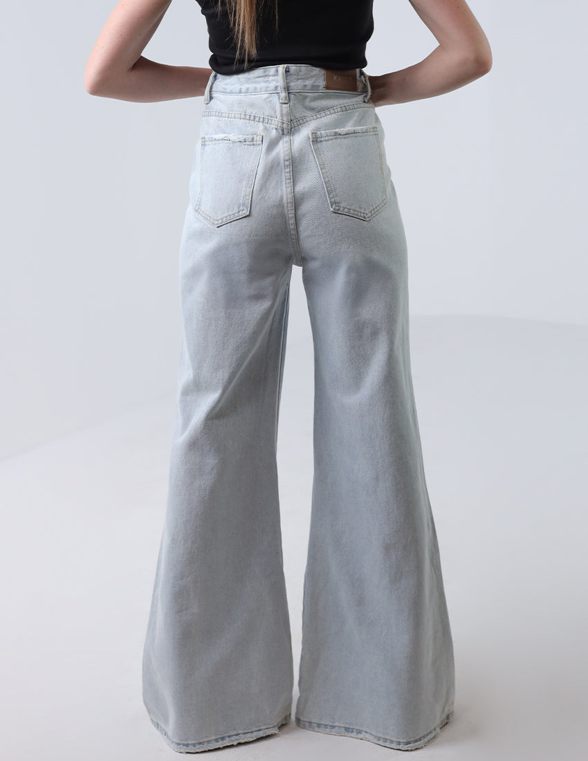 Gray Wide Leg Denim