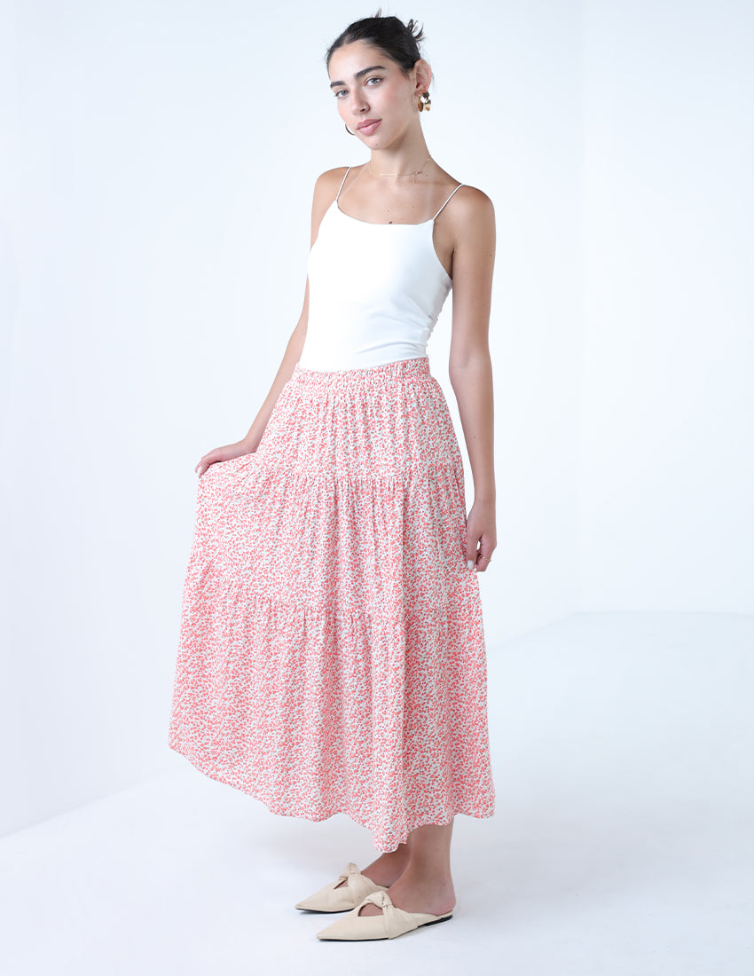 Floral Print Midi Skirt