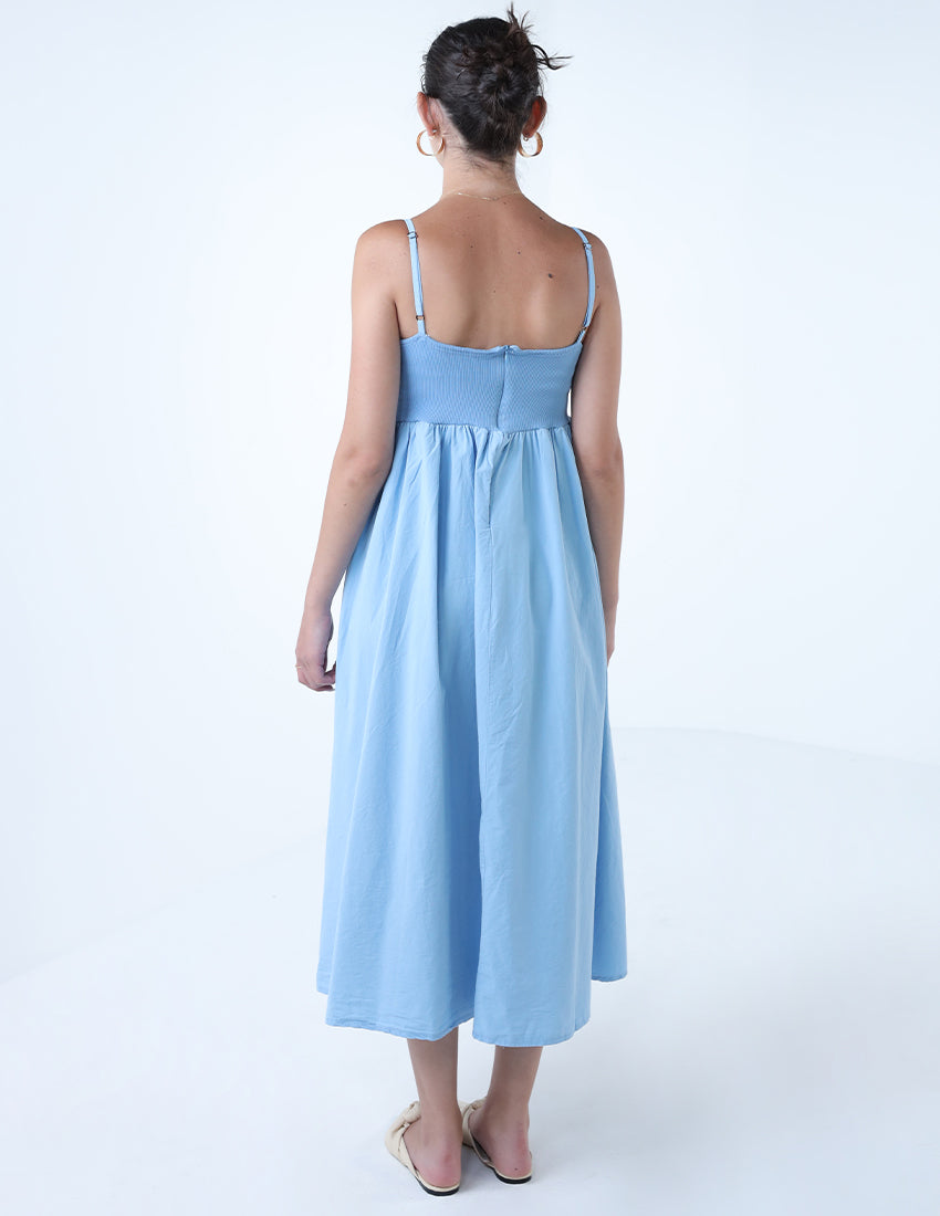 Spaghetti Strap Backless Flowy Dress