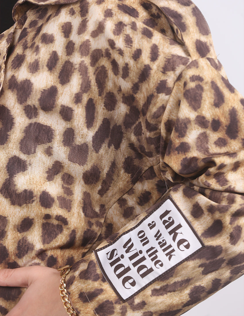 Tiger trench coat with sleeve patch