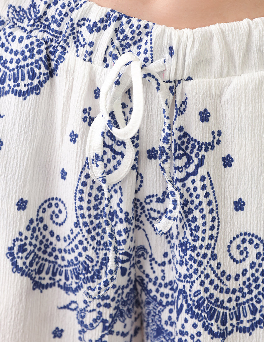 بنطلون واسع الساق مطبوع