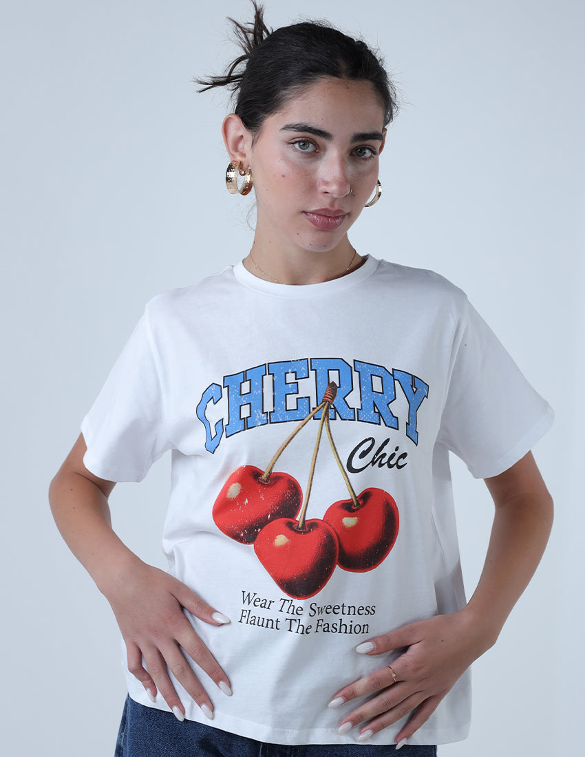 تي شيرت بطبعة الكرز