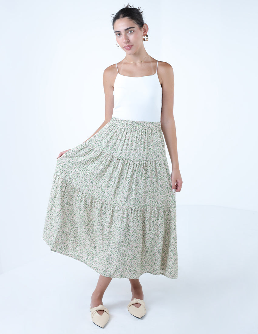 Floral Print Midi Skirt