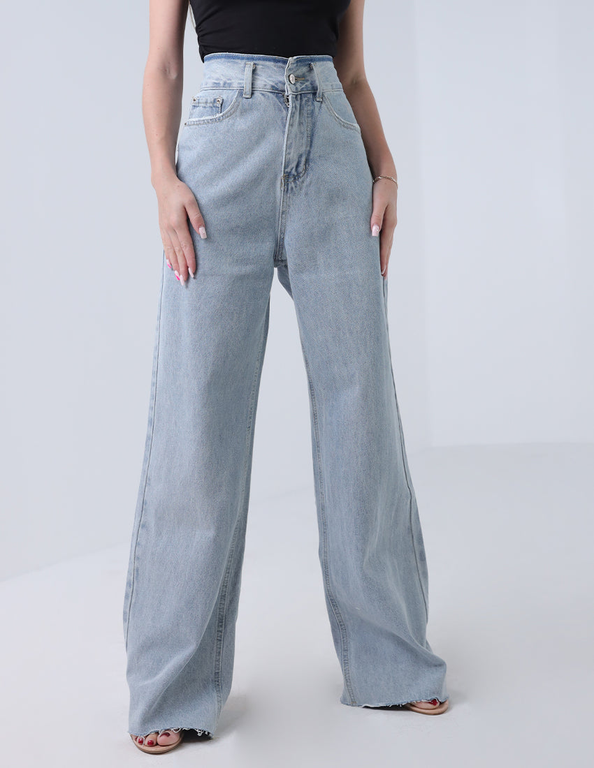 جينز مستقيم باهت