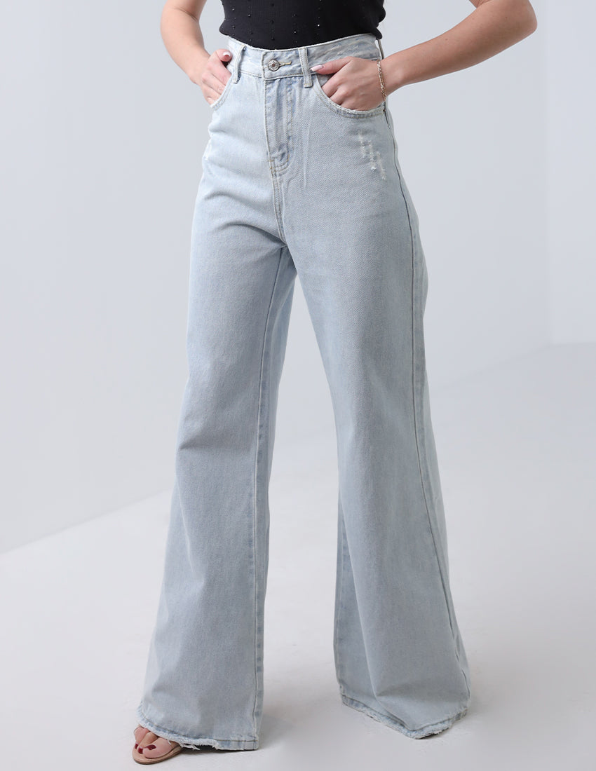 Gray Wide Leg Denim