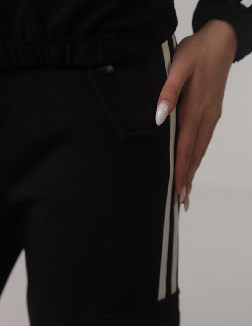 Striped Track Jacket and Cargo Pants Set