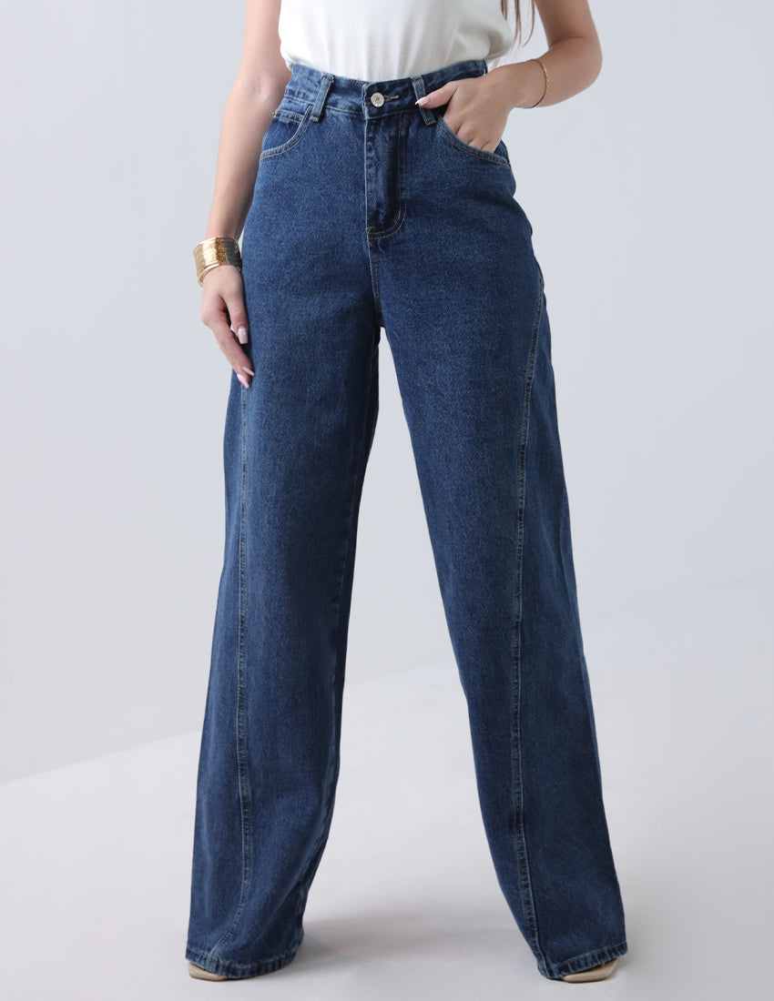 Side Stripe Wide-leg Denim