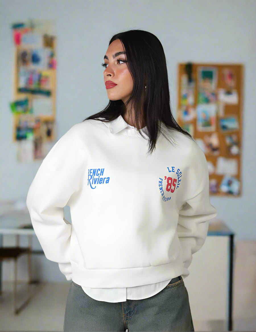 White printed sweater