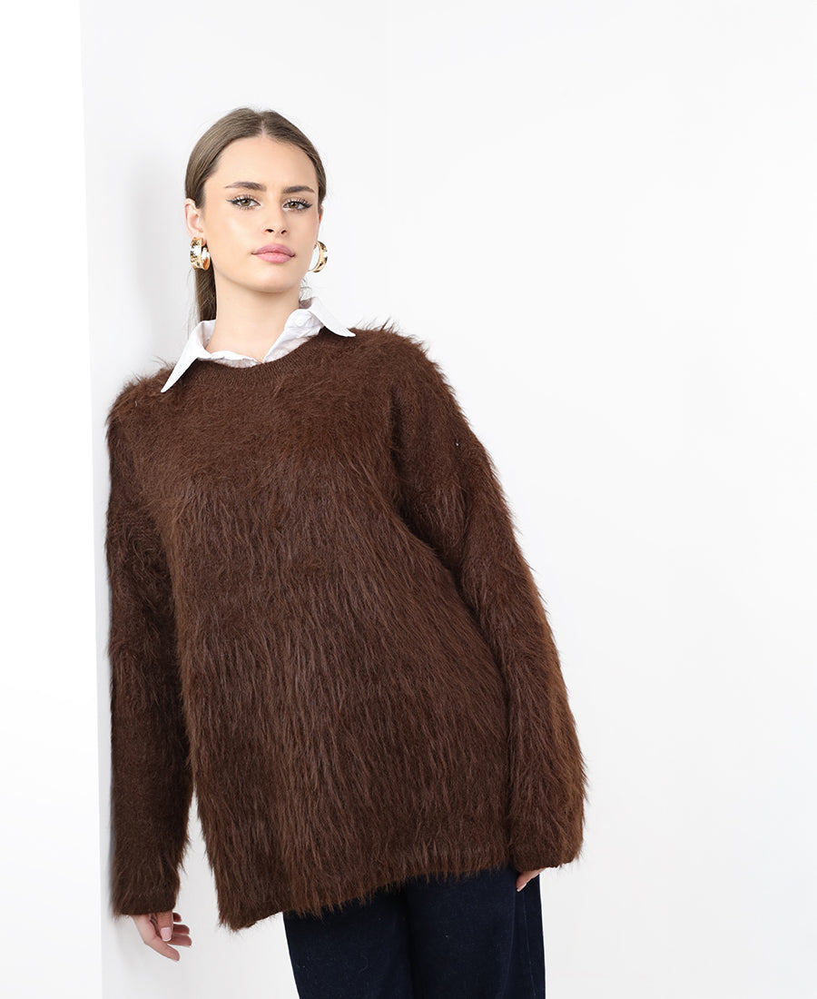 Wool round neck blouse