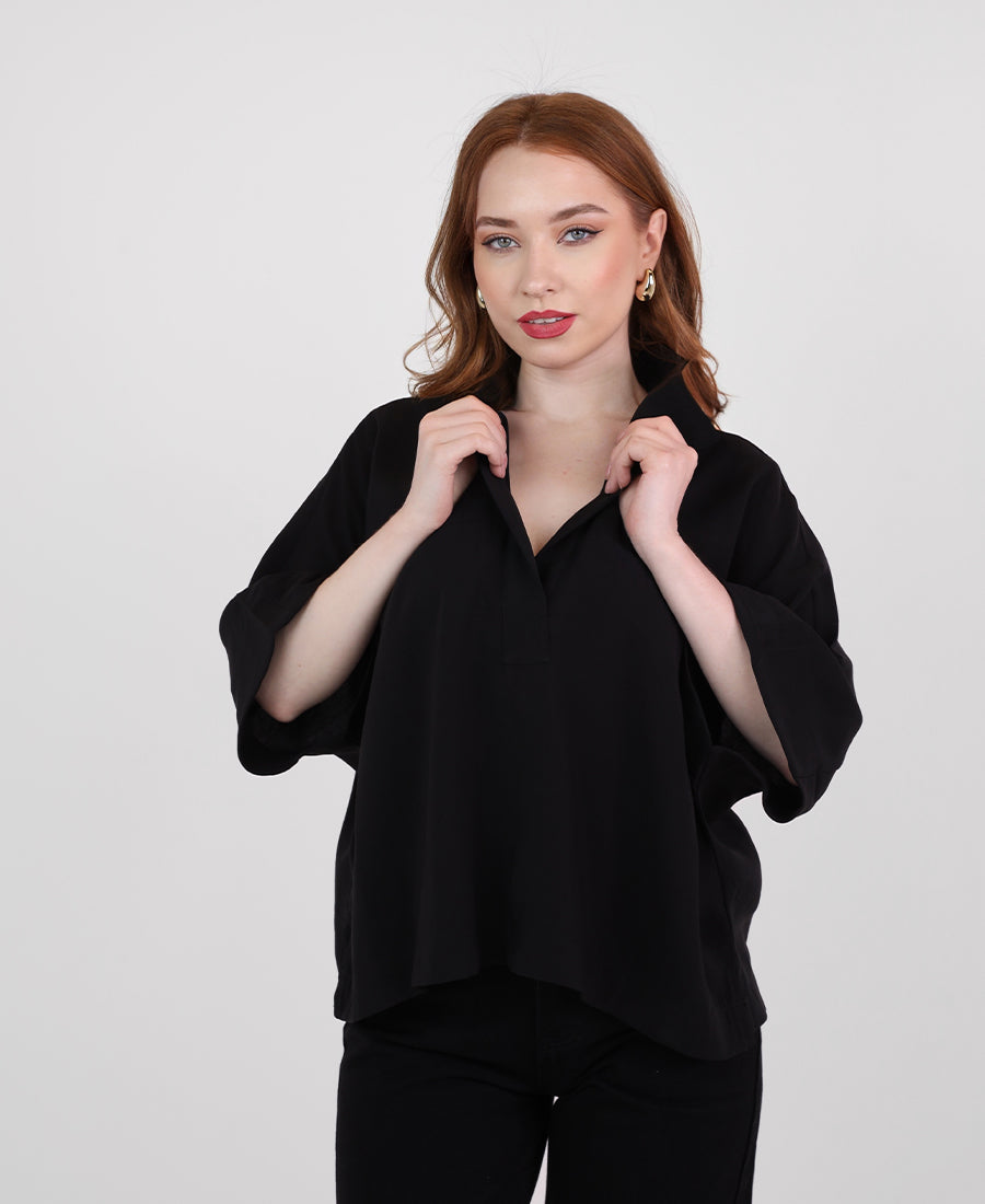 Black collared blouse