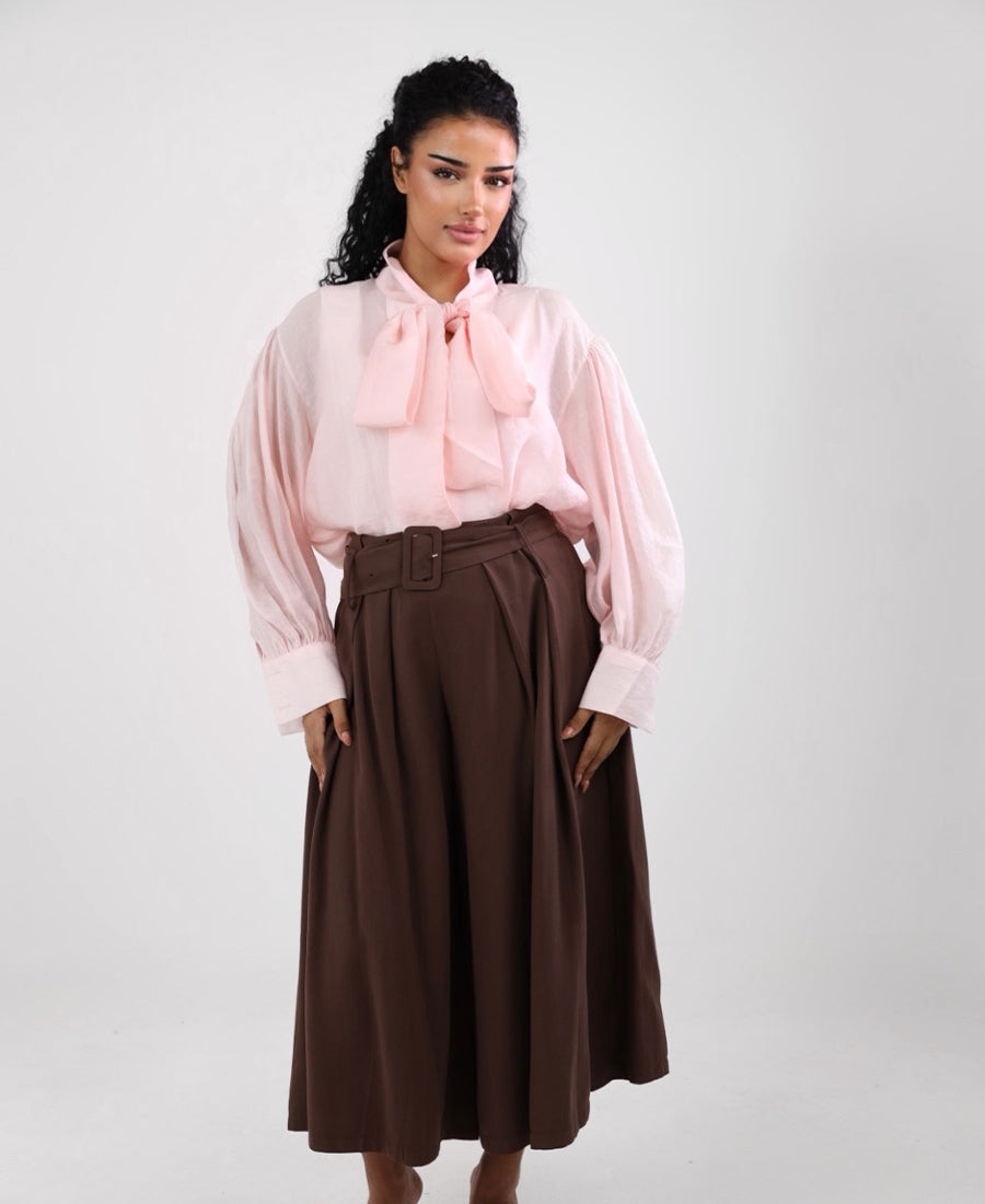 Palazzo trousers with belt