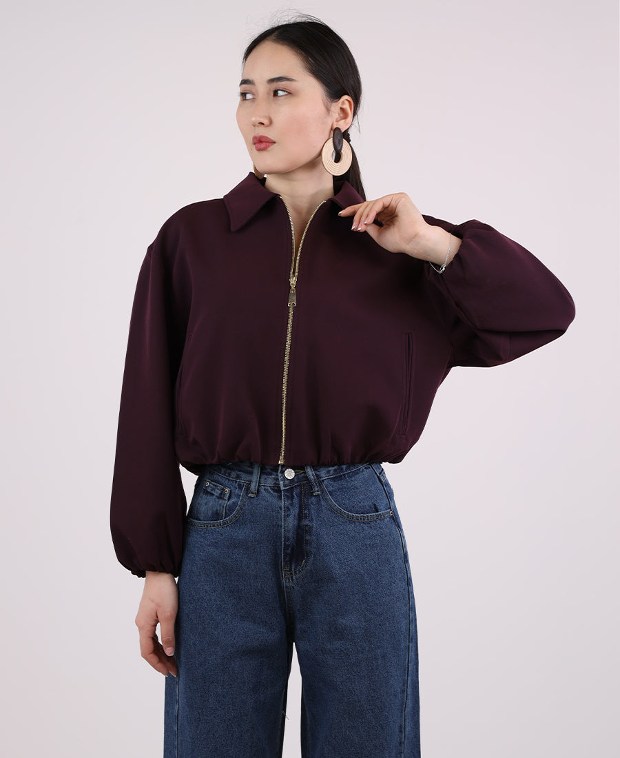 Bomber jacket with chest zip