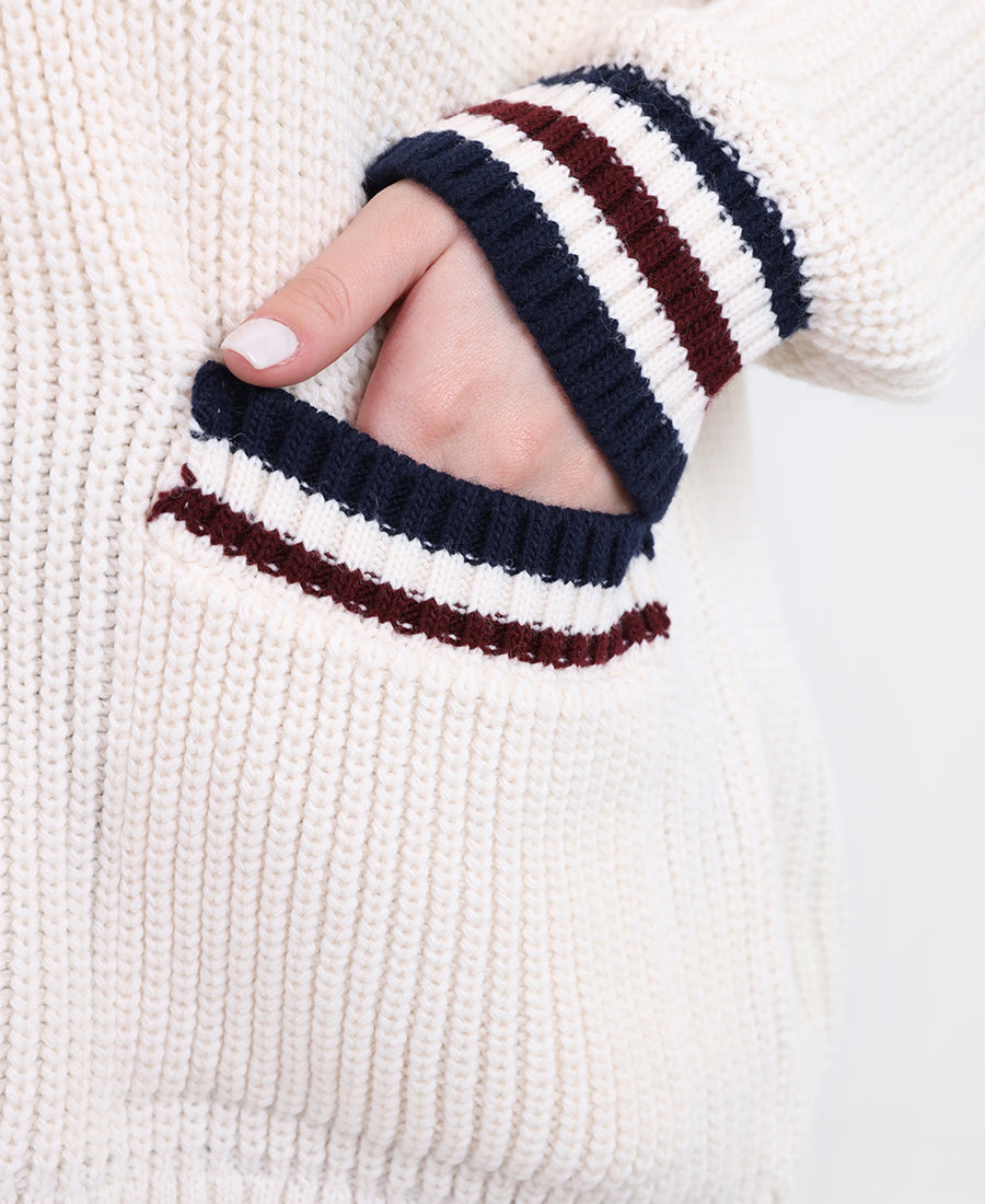 V-neck knit cardigan