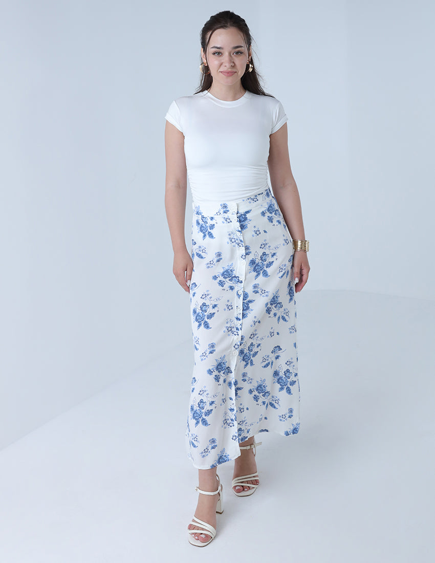 تنورة ميدي مزهرة