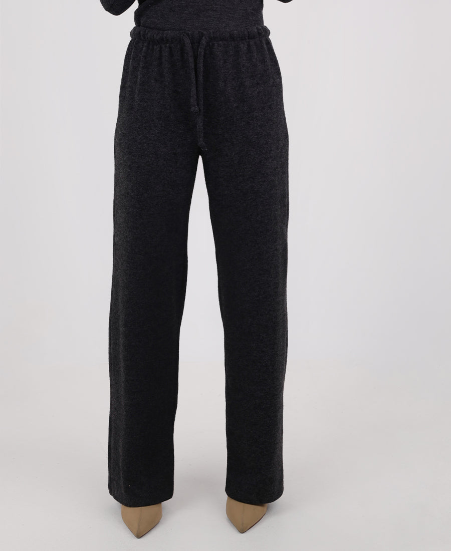 Soft wool tie waist trousers