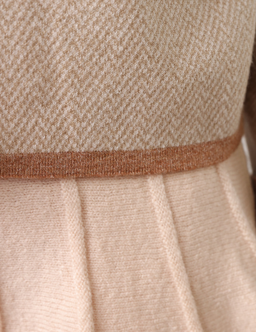 Beige Cardigan with Contrasting Details