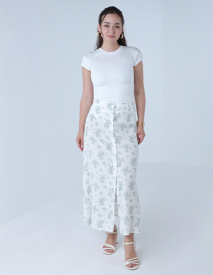 تنورة ميدي مزهرة