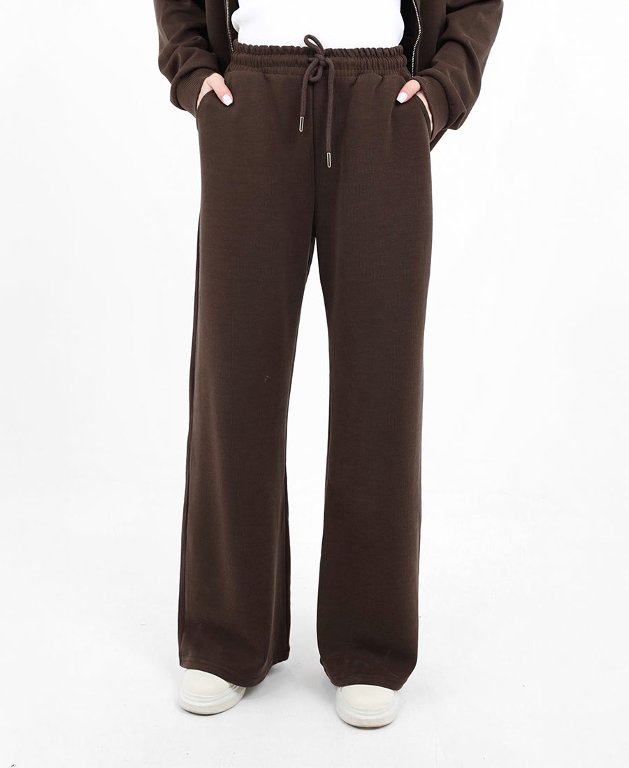 Straight-leg cotton joggers with a ribbed drawstring waist