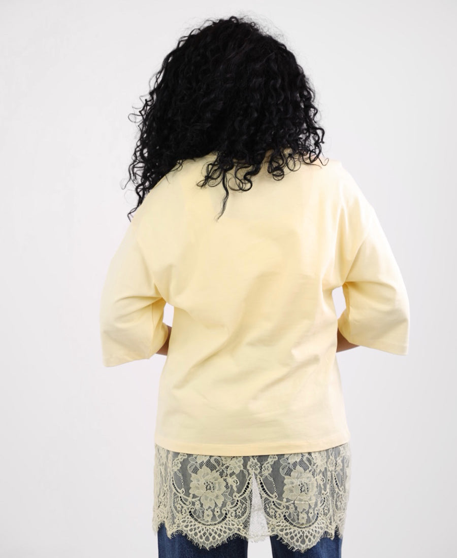 Oversize lace waist T-shirt