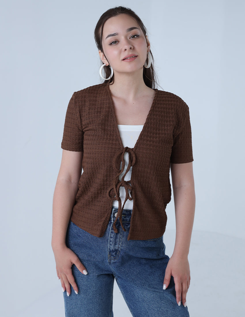 قميص مفتوح بأكمام قصيرة