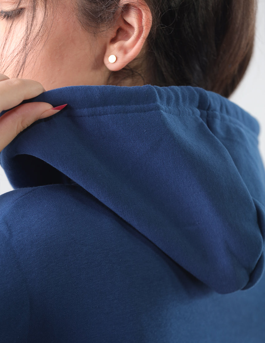 Blue Cotton Hoodie with "Be Patient" Print