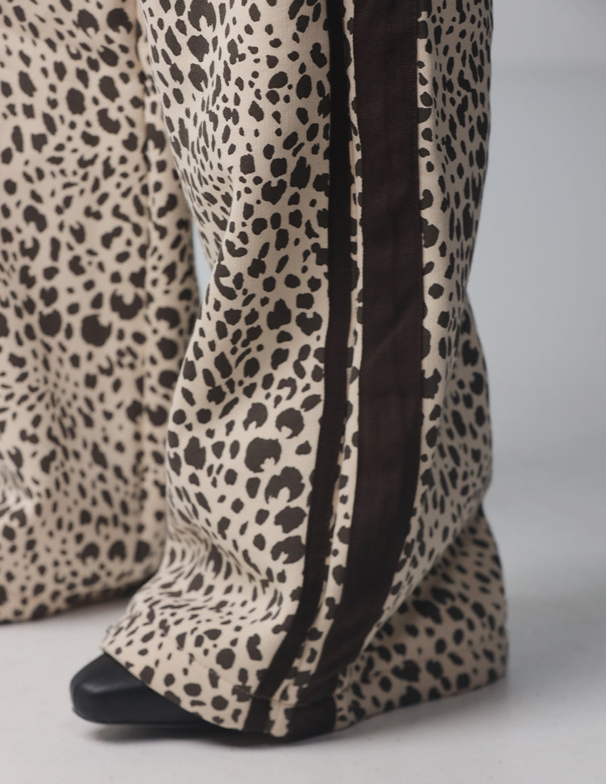 Beige tiger print blouse and pants set