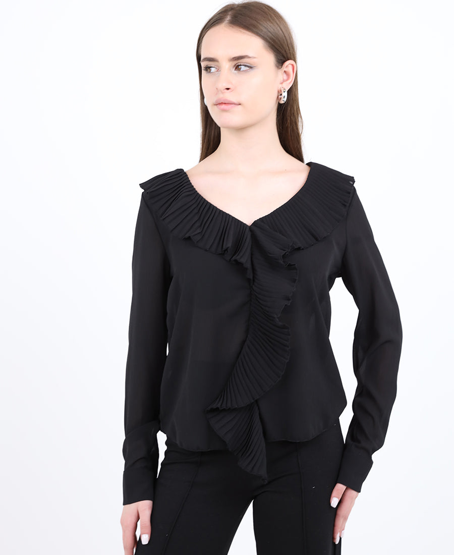 Chiffon blouse with ruffled bodice