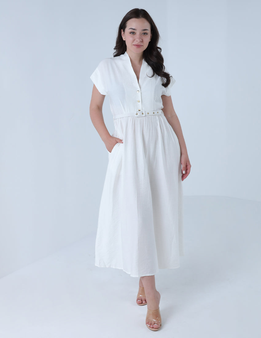 فستان طويل متوسط الطول