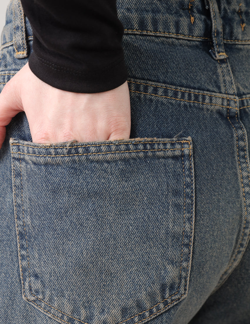 High-Waist Mom Jeans in Mid-Blue
