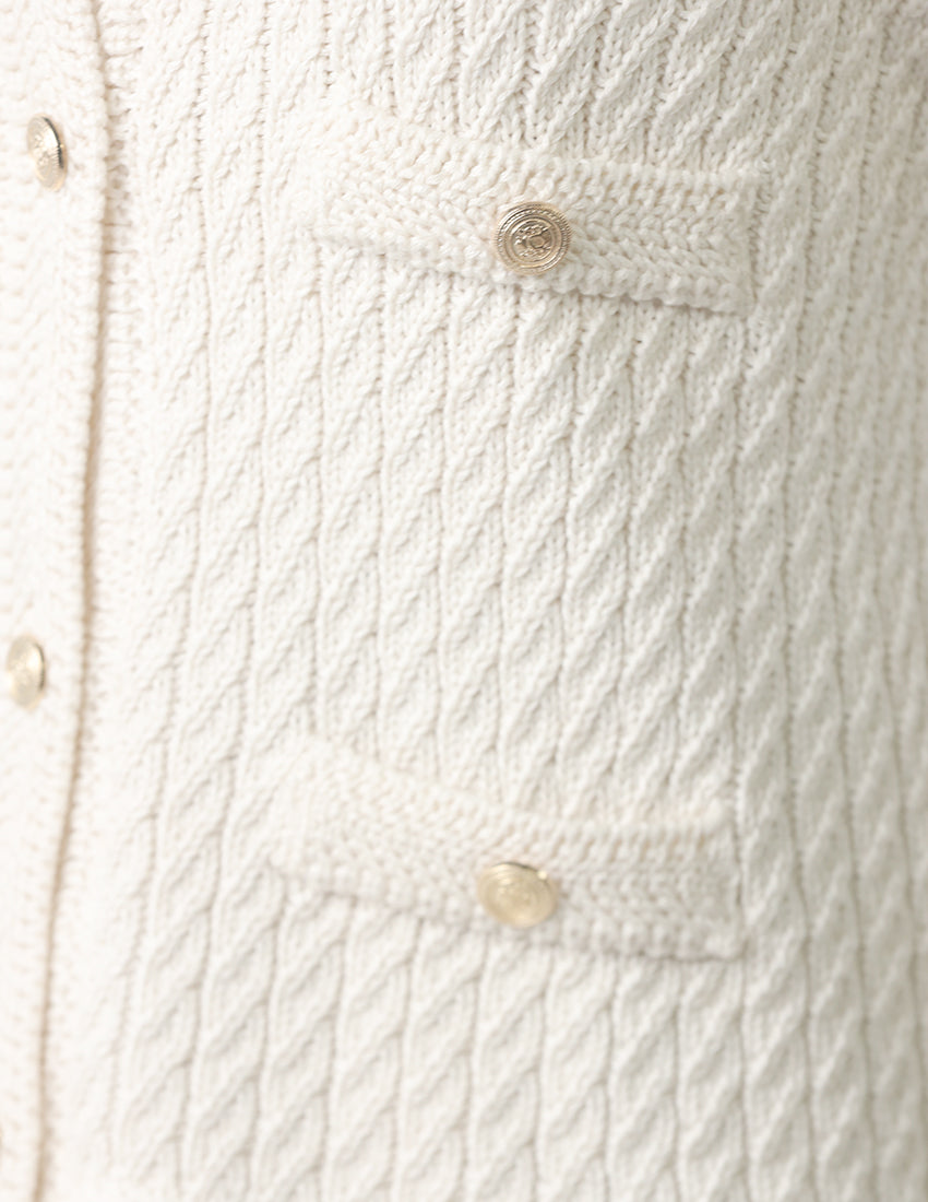 Tricot Sleeveless Top with Buttons