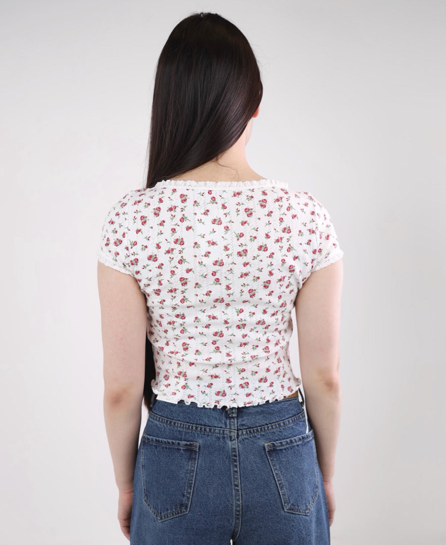 Floral lace T-shirt