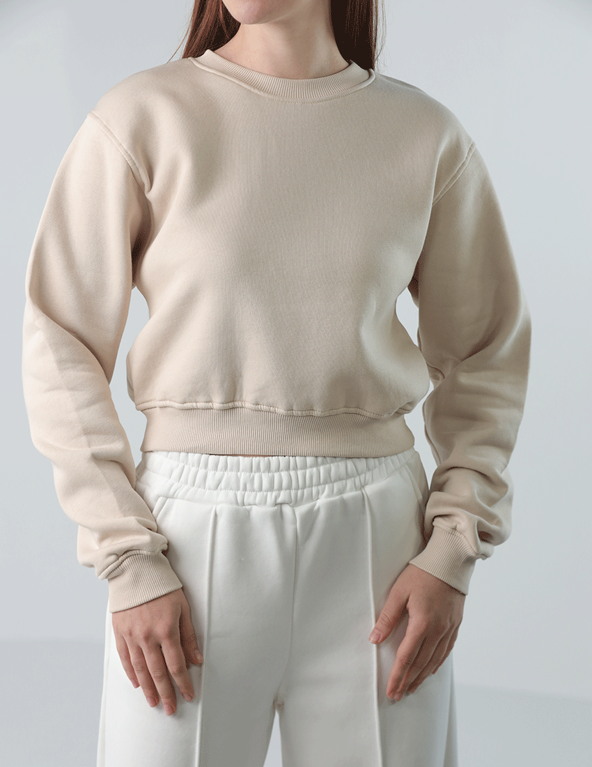 Cotton sweatshirt cropped