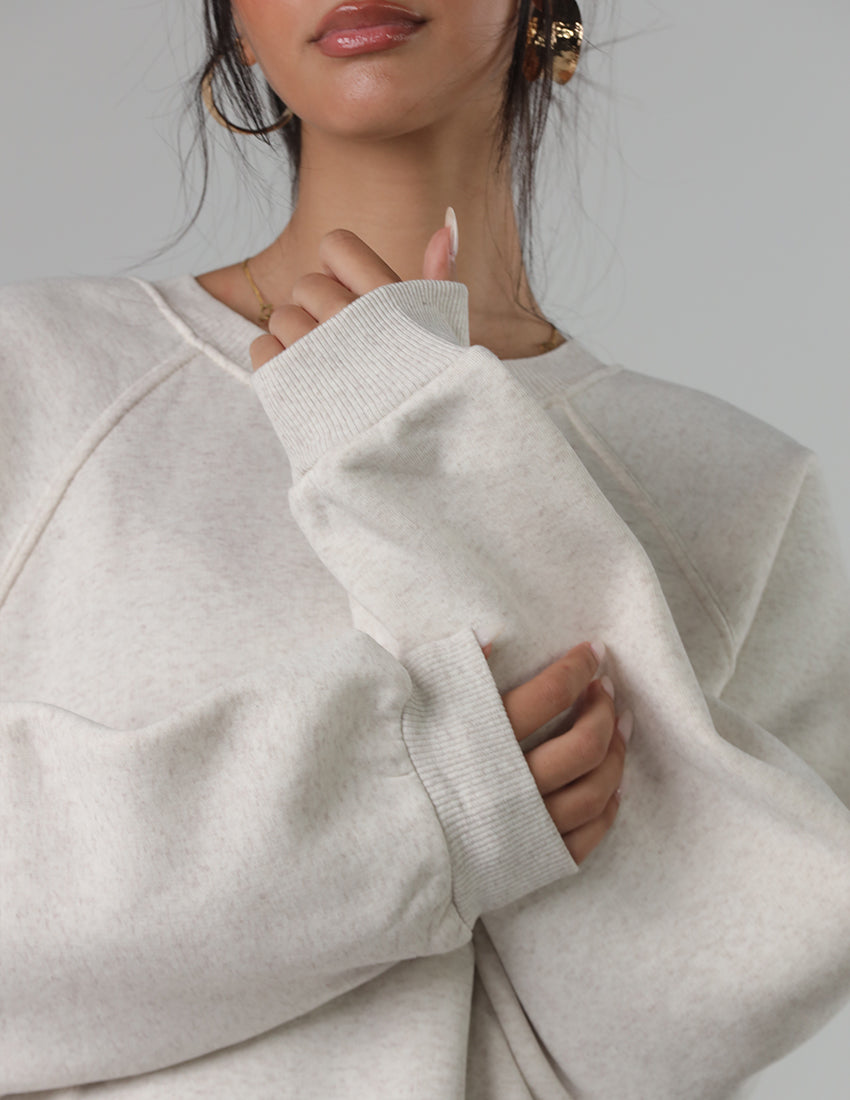 سويت شيرت قطني بأكمام راجلان