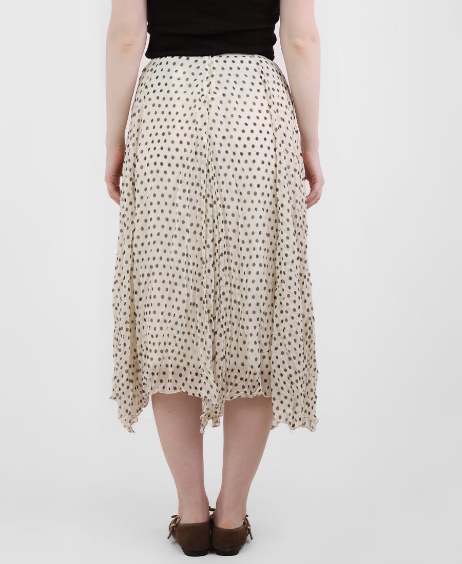 Polka dot pleated midi skirt