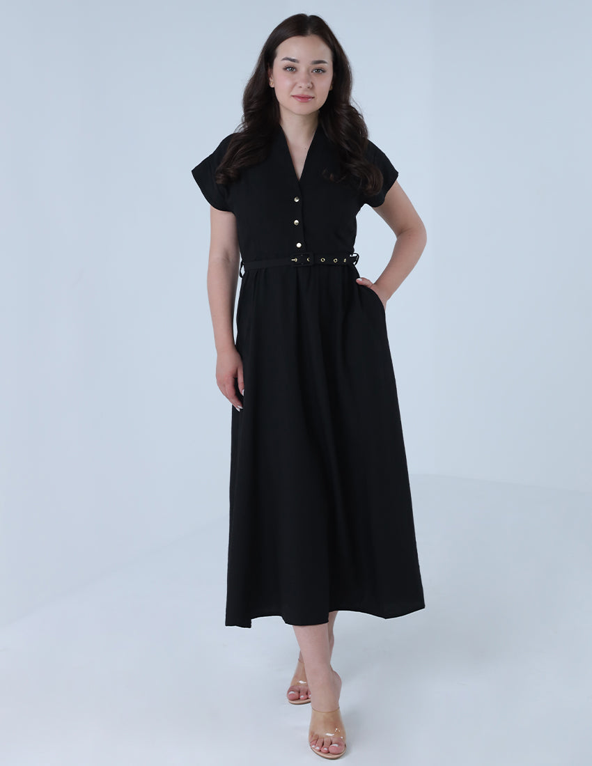 فستان طويل متوسط الطول