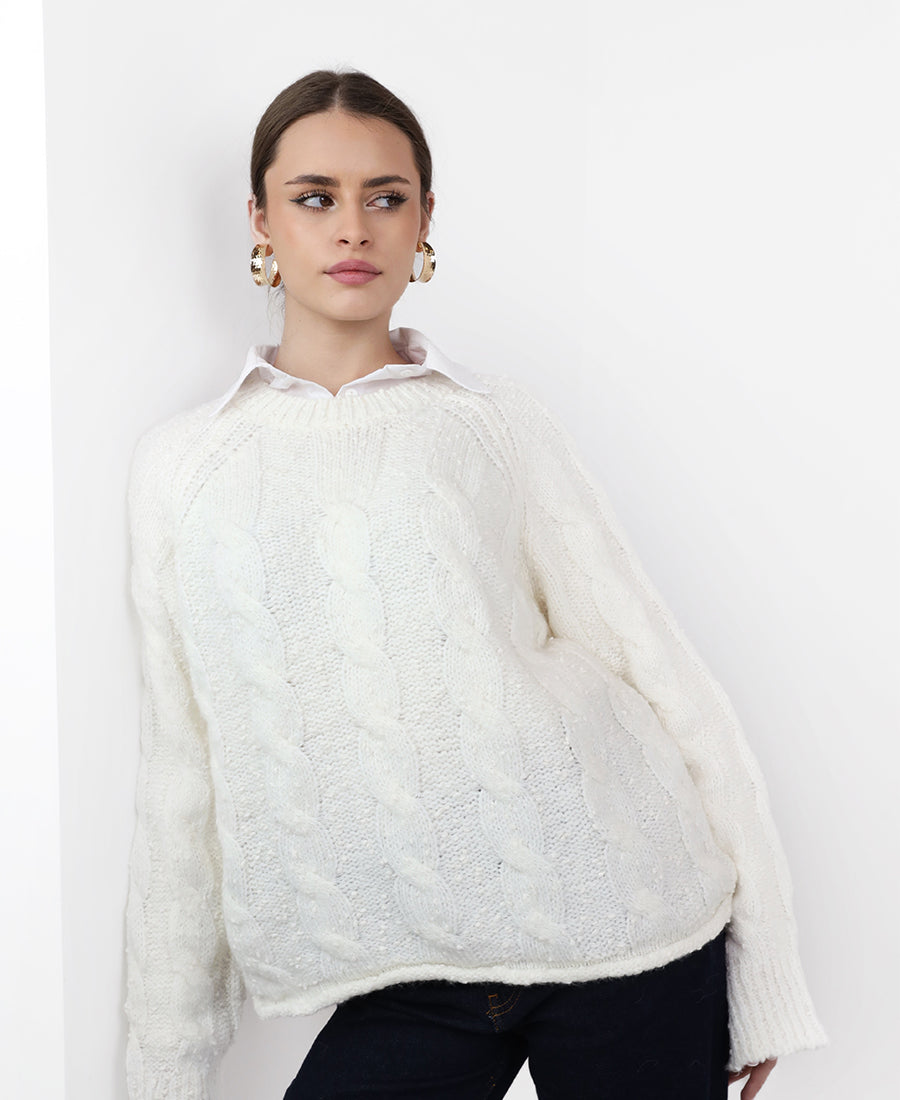 Braided wool blouse