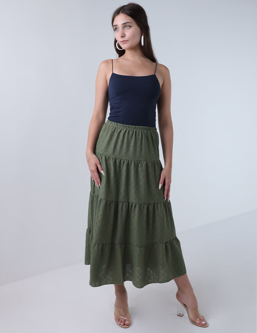 تنورة ماكسي مطرزة متعددة الطبقات