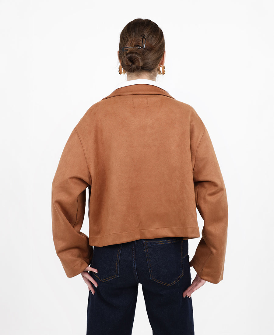 Suede cropped jacket