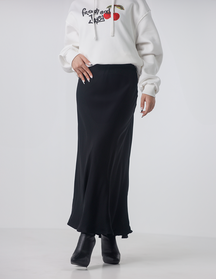 Basic Fabric Maxi Skirt with Rubber Waist