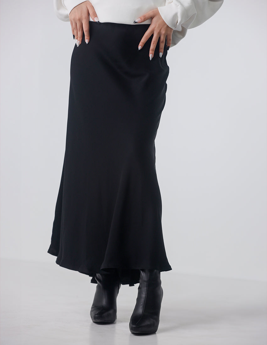 Basic Fabric Maxi Skirt with Rubber Waist