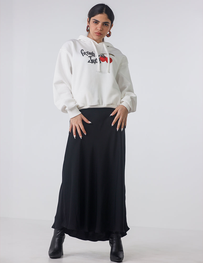 Basic Fabric Maxi Skirt with Rubber Waist