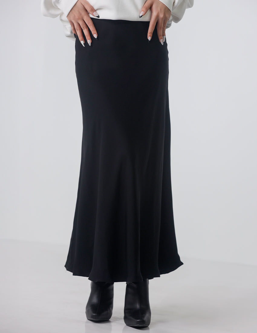 Basic Fabric Maxi Skirt with Rubber Waist