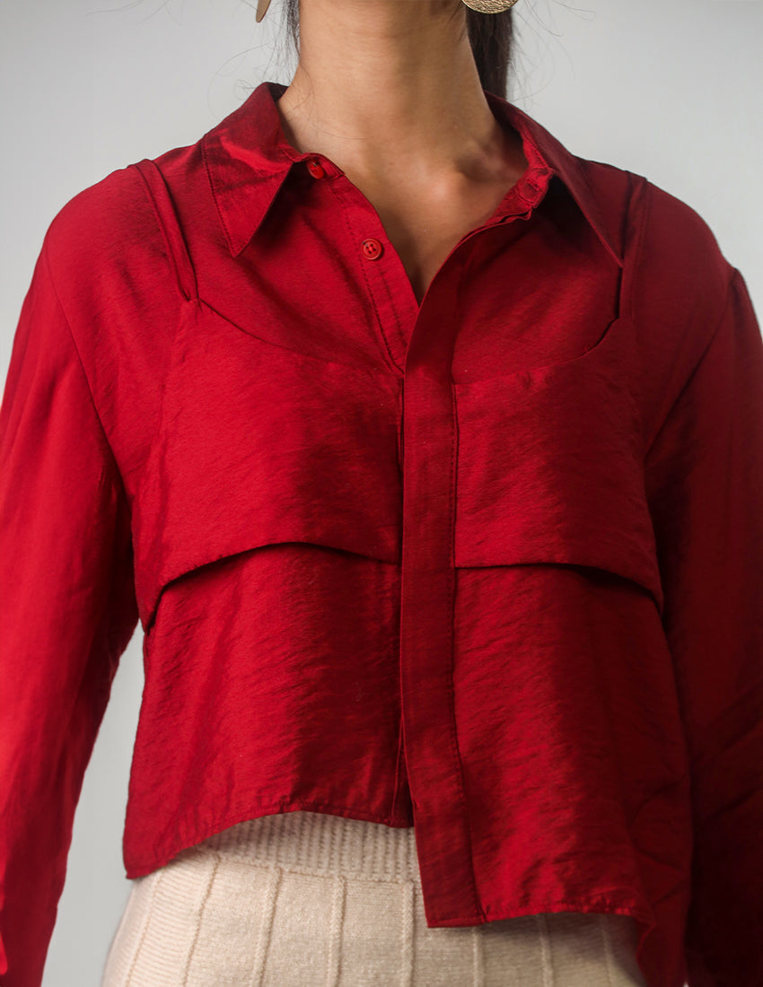 قميص ساتان قصير مع توب بدون أكمام