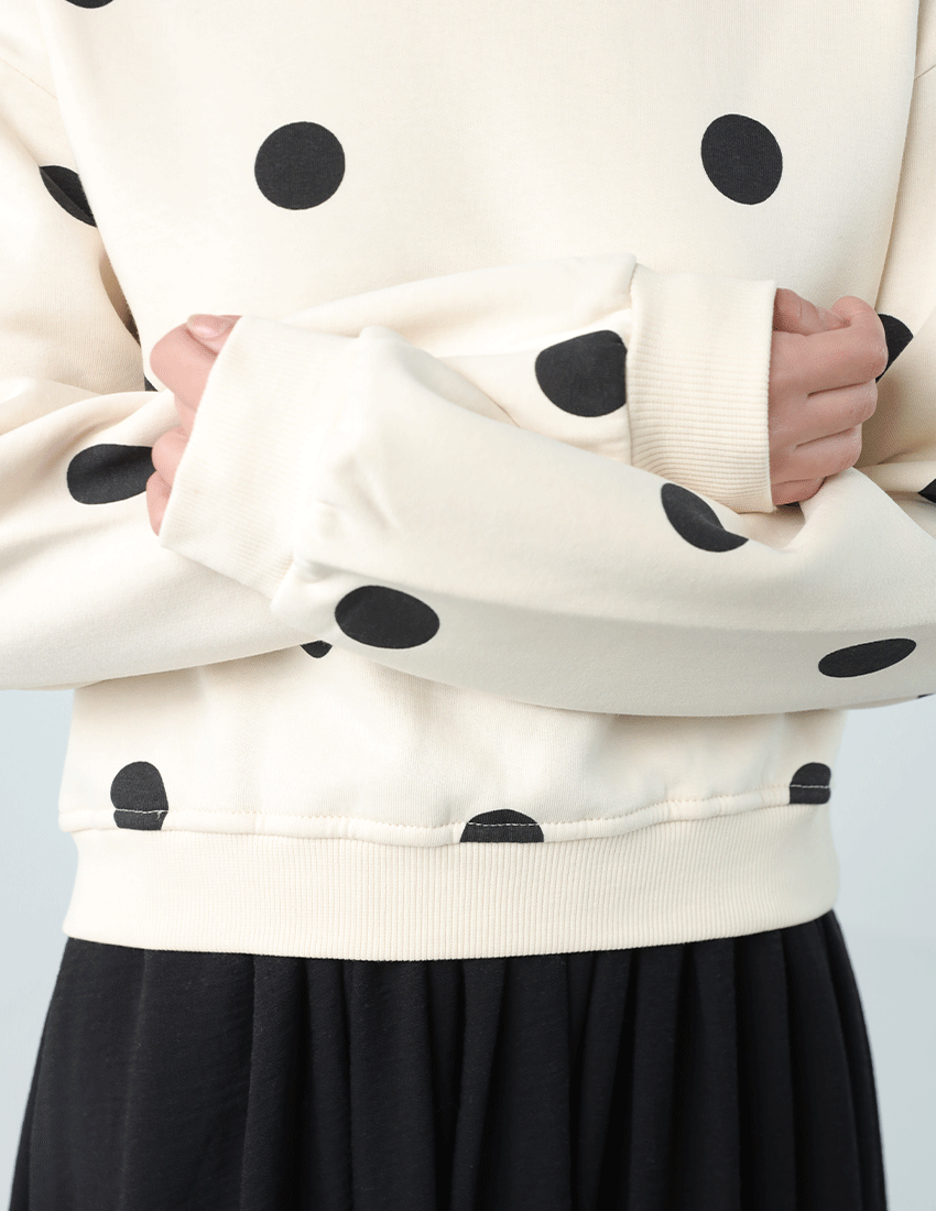 سويت شيرت قطني منقط بياقة دائرية