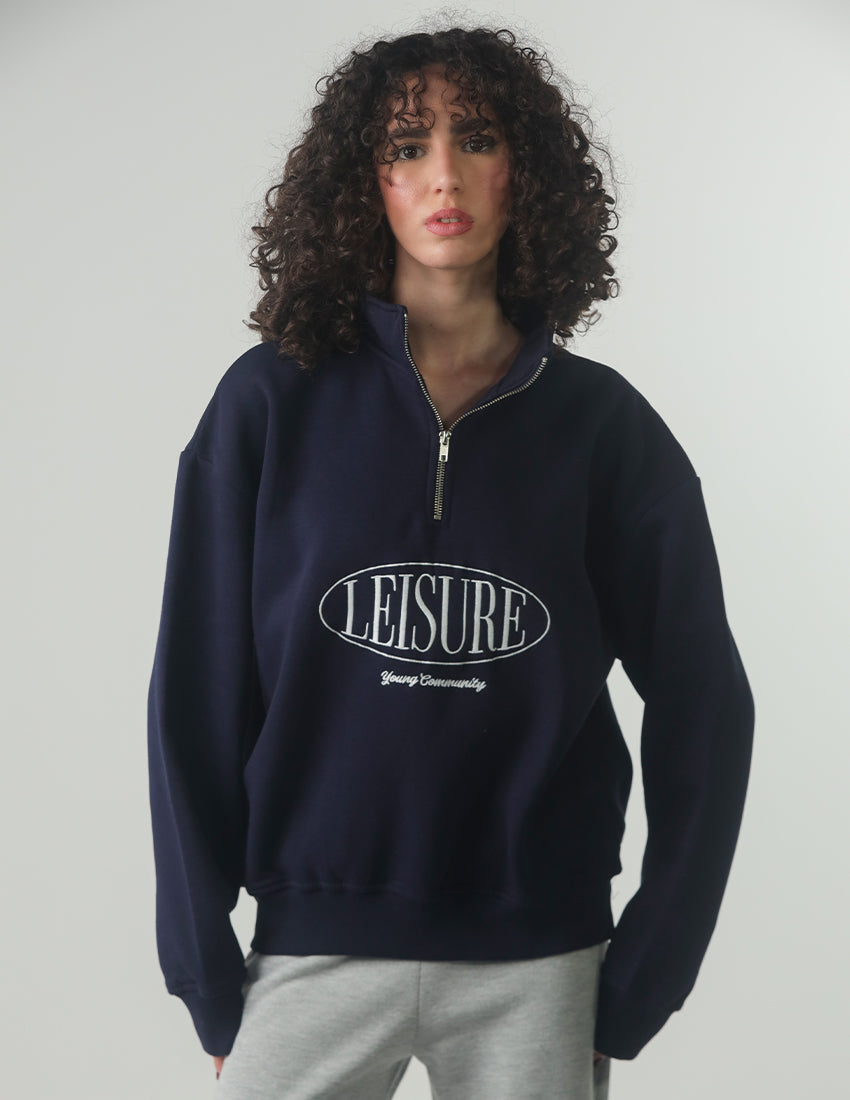 سترة قطنية مطبوعة بنصف سحاب