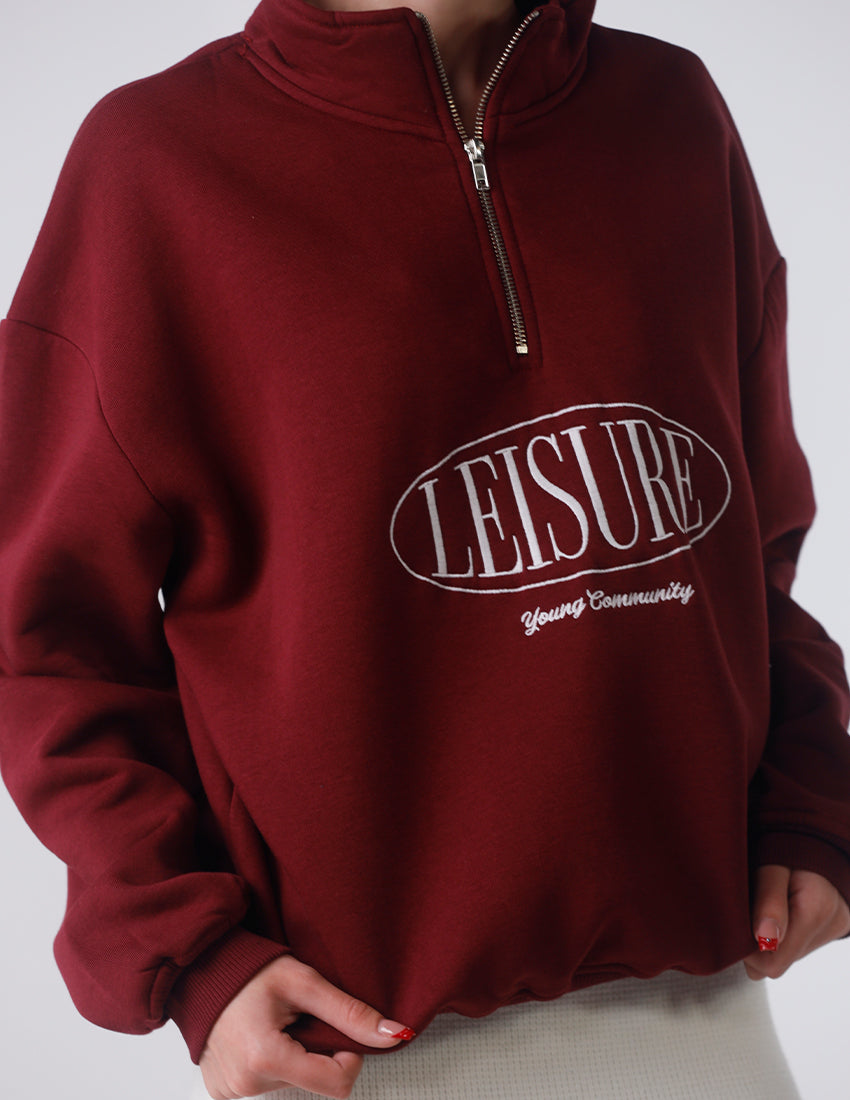 سترة قطنية مطبوعة بنصف سحاب