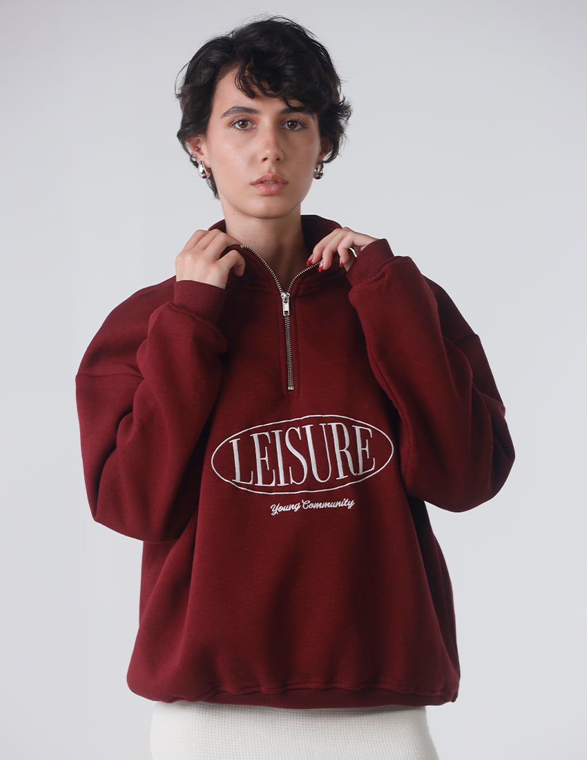 سترة قطنية مطبوعة بنصف سحاب